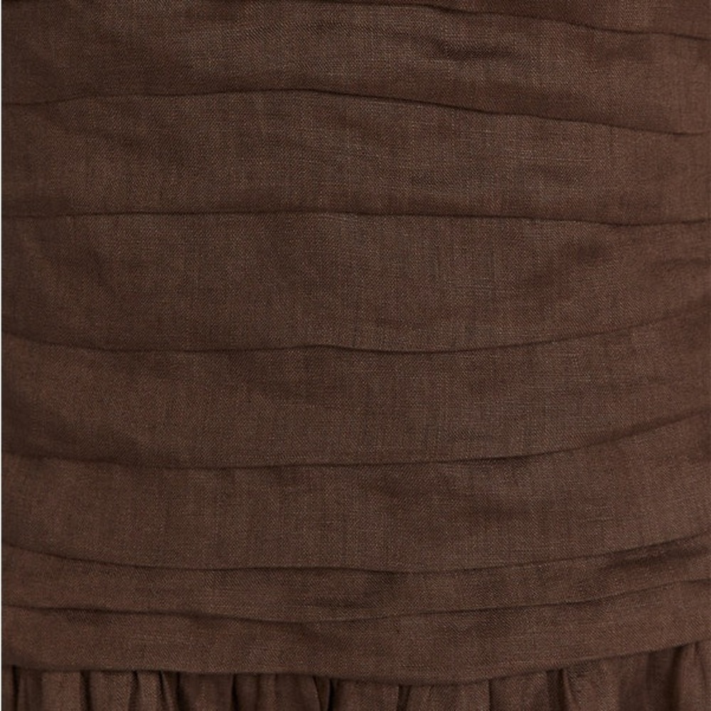 DISSH Catania Brown Linen Ruched Strapless A-line Dress in Bitter Chocolate US 8 - Picture 4 of 6